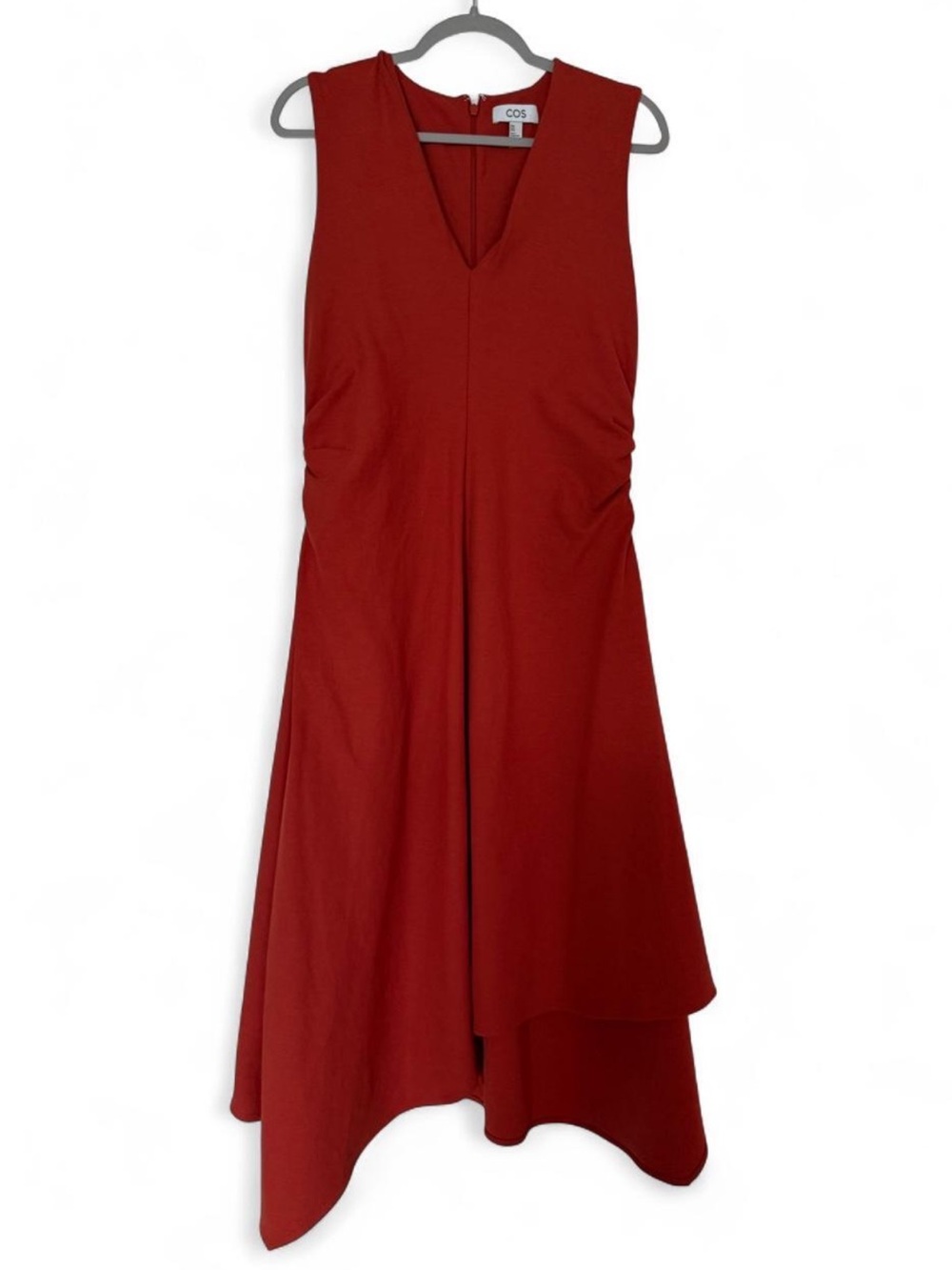 COS Dark Orange Sleeveless V-Neck Midi Dress
